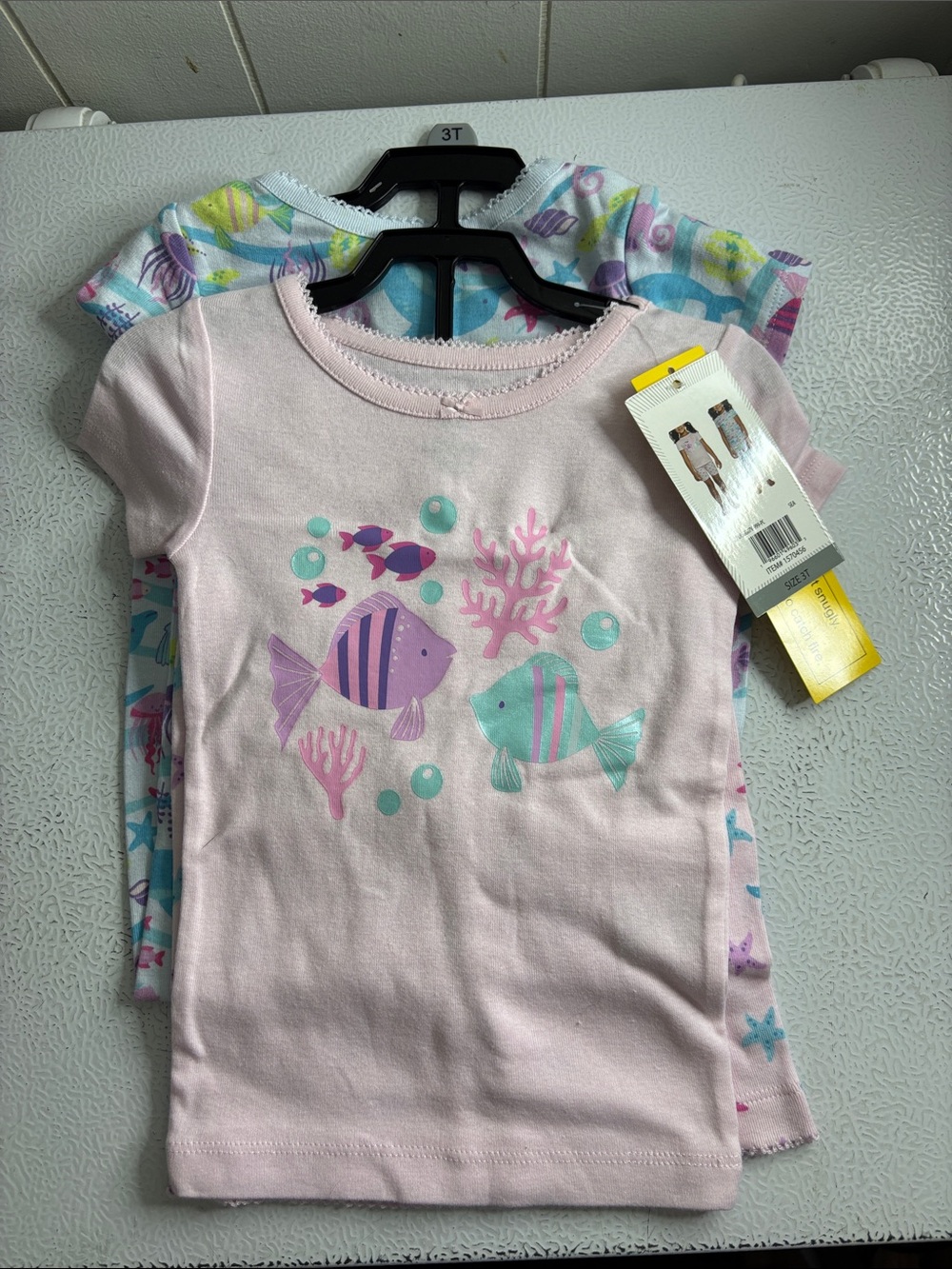 543 - Girls' Pink Fish Print Sets - Kids Pjs